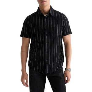 image:imageAG Adriano Goldschmied Mens Mason SS Classic Fit Work ShirtBlackNatural Stripe