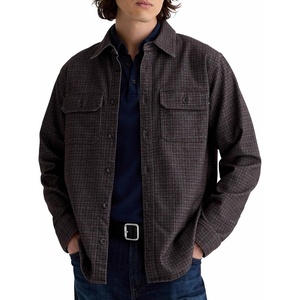 image:imageAG Adriano Goldschmied Mens Wesley Relaxed Fit LS Utility ShirtTweedy Houndstooth Maroon Multi