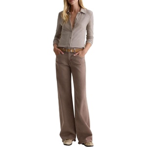 image:imageAG Adriano Goldschmied Womens Adria Low Rise Baggy Wide Leg JeansSulfur Taupe Grey