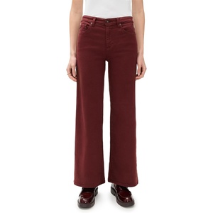 image:imageAG Adriano Goldschmied Womens Saige Mid Rise Wide Leg JeansCranberry