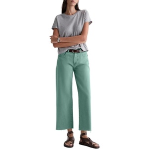 image:imageAG Adriano Goldschmied Womens Saige MidRise Wide Leg CropSulfur Sunwashed Jade